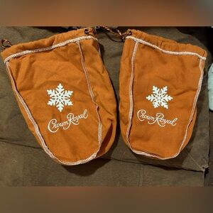 2 Snow flake Specialty Crown Royal Bags Burnt Orange & White